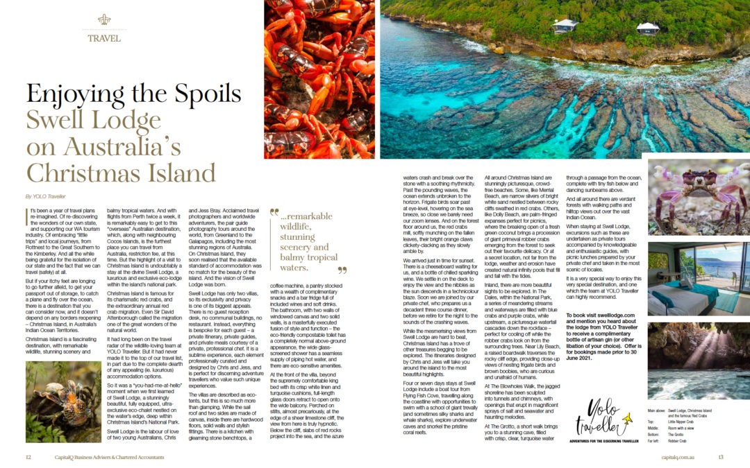 Swell Lodge featured in Q Review - Swell Lodge - Christmas Island